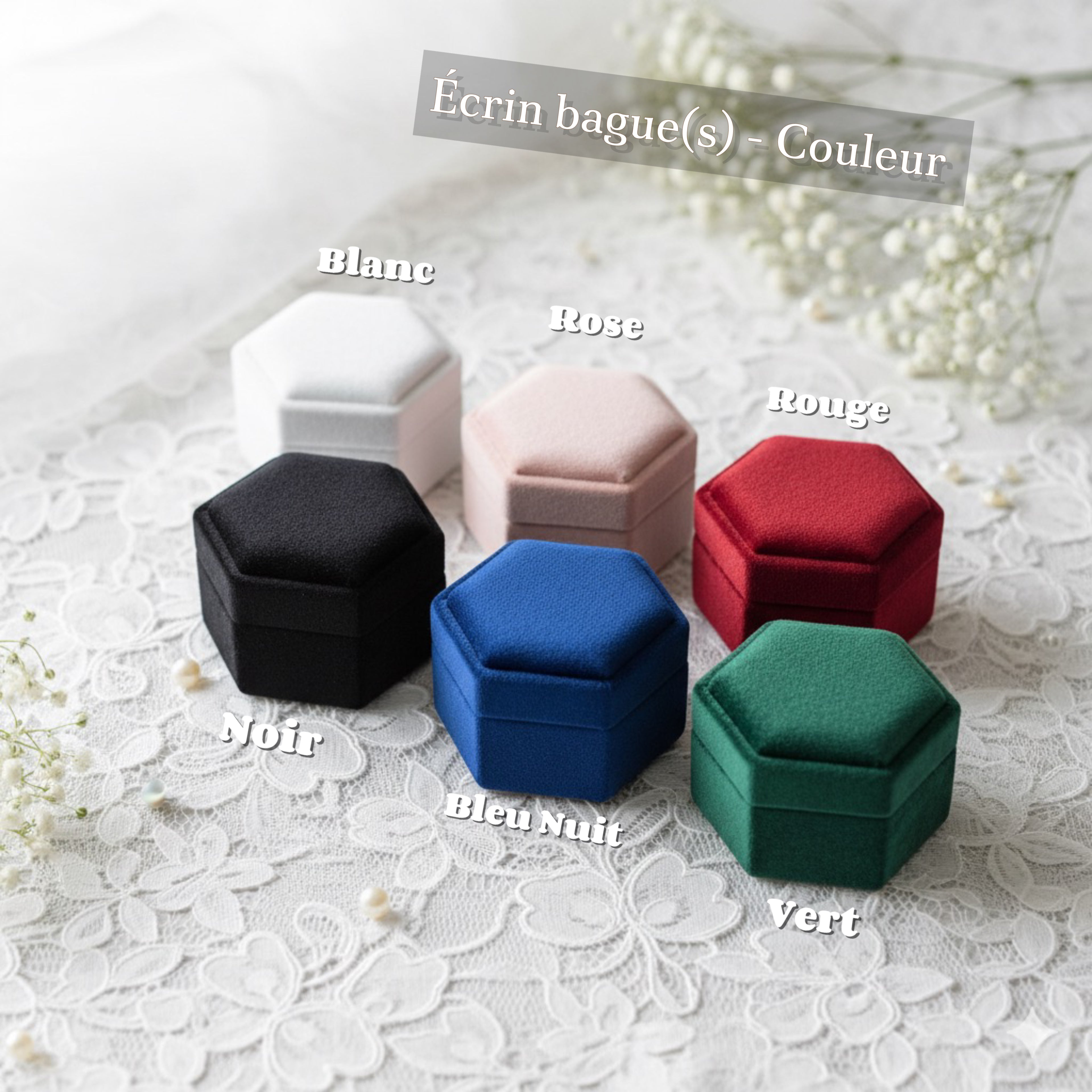 Boîte à bagues personnalisée – Velours & Acrylique pour Mariage et Fiançailles