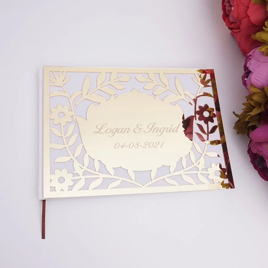 Livre d'Or de Mariage Personnalisé : Couverture Miroir Acrylique Horizontal