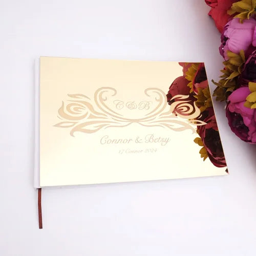Livre d'Or de Mariage Personnalisé : Couverture Miroir Acrylique Horizontal