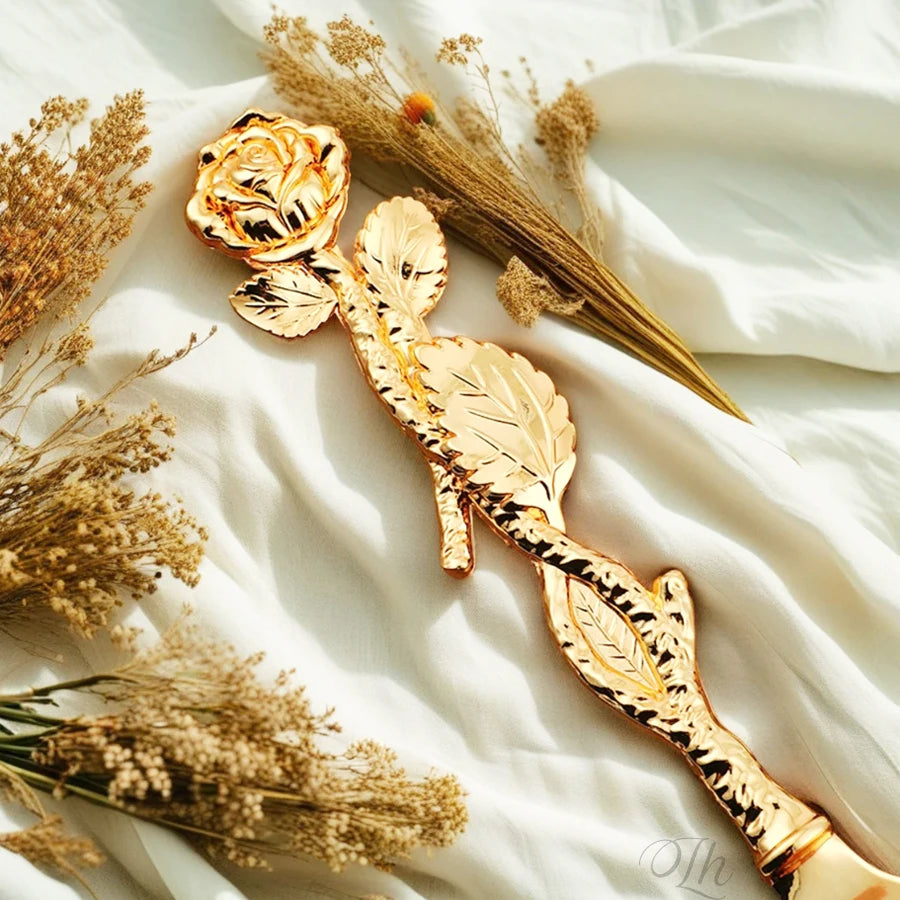 Lot Spatule/Couteau Fleur D’or Personnalisés