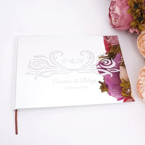 Livre d'Or de Mariage Personnalisé : Couverture Miroir Acrylique Horizontal