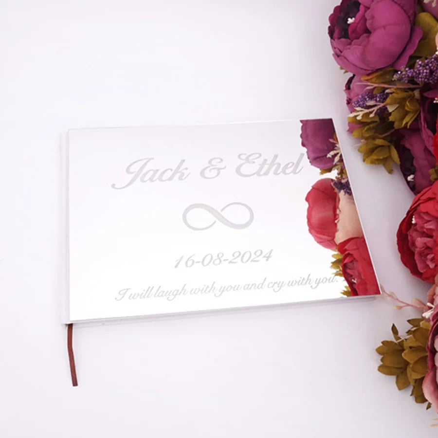 Livre d'Or de Mariage Personnalisé : Couverture Miroir Acrylique Horizontal
