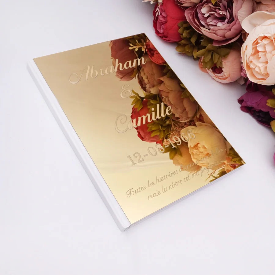 Livre d'Or de Mariage Personnalisé : Miroir Élégant Portrait