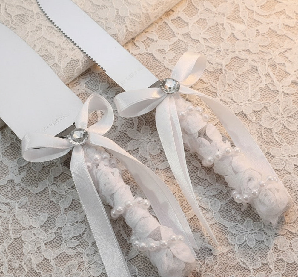 Lot Couteau/Spatule à gâteau de mariage en acier inoxydable personnalisable