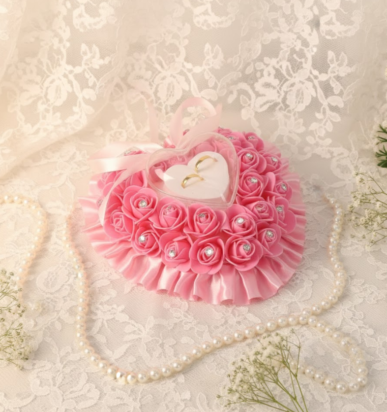 Coussin Porte-Alliance Romantique - Forme de cœur