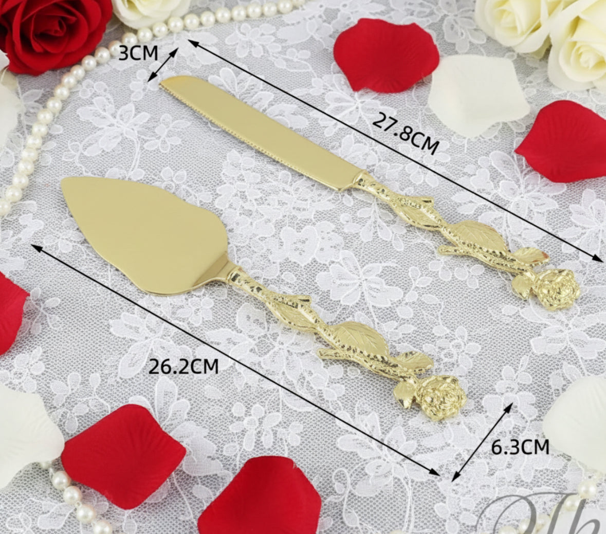 Lot Spatule/Couteau Fleur D’or Personnalisés