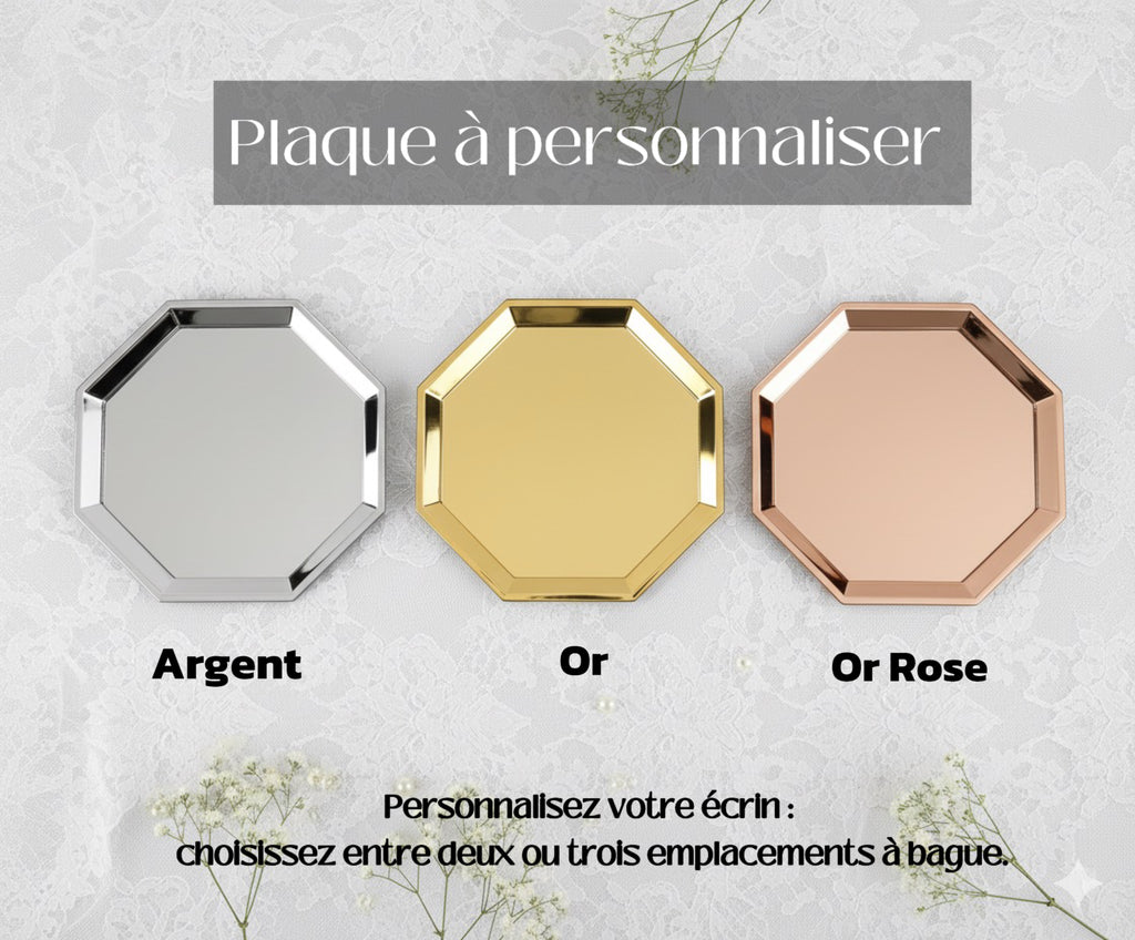 Boîte à bagues personnalisée – Velours & Acrylique pour Mariage et Fiançailles