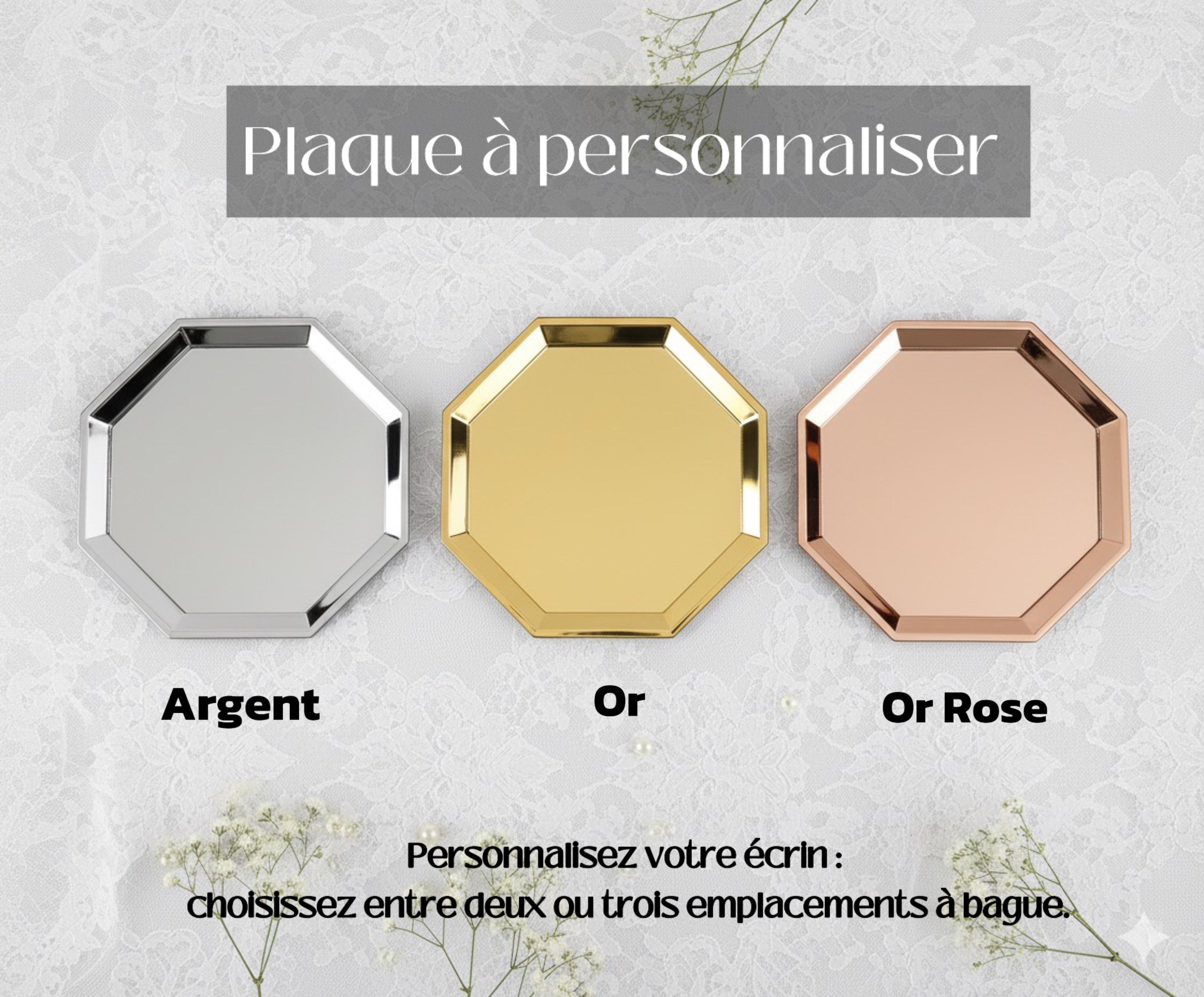 Boîte à bagues personnalisée – Velours & Acrylique pour Mariage et Fiançailles