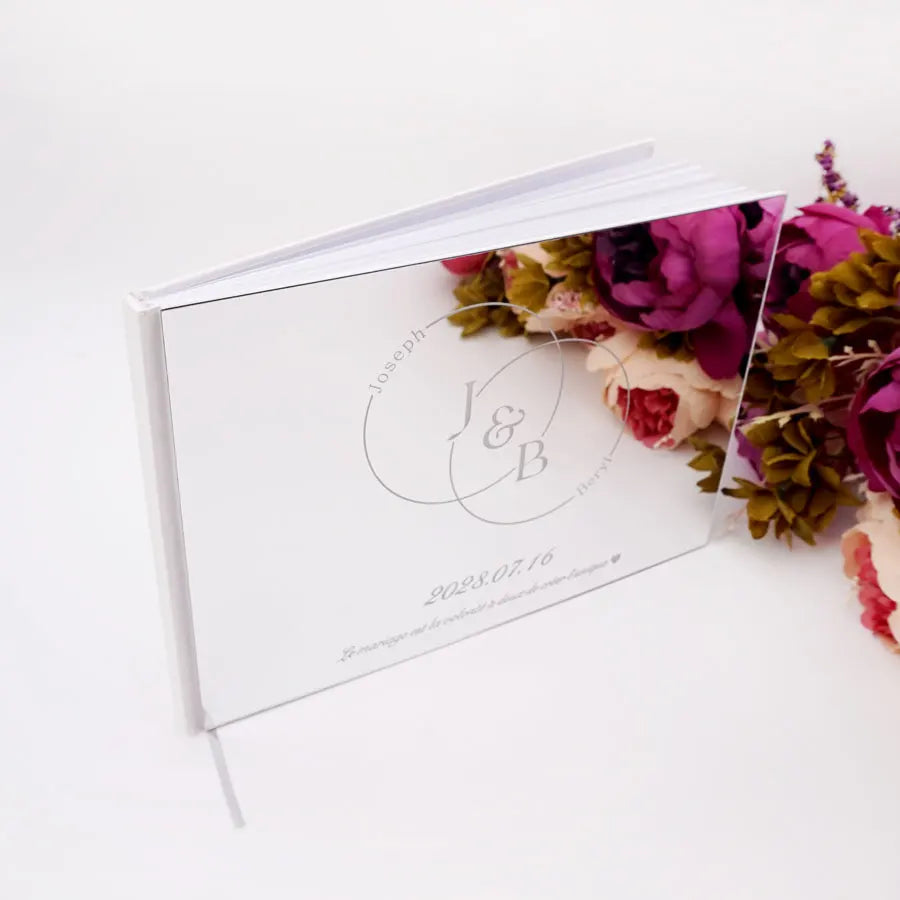 Livre d'Or de Mariage Personnalisé : Couverture Miroir Acrylique Horizontal