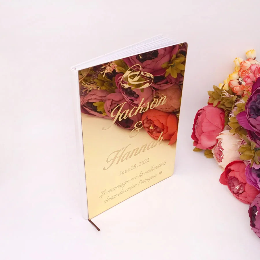 Livre d'Or de Mariage Personnalisé : Miroir Élégant Portrait