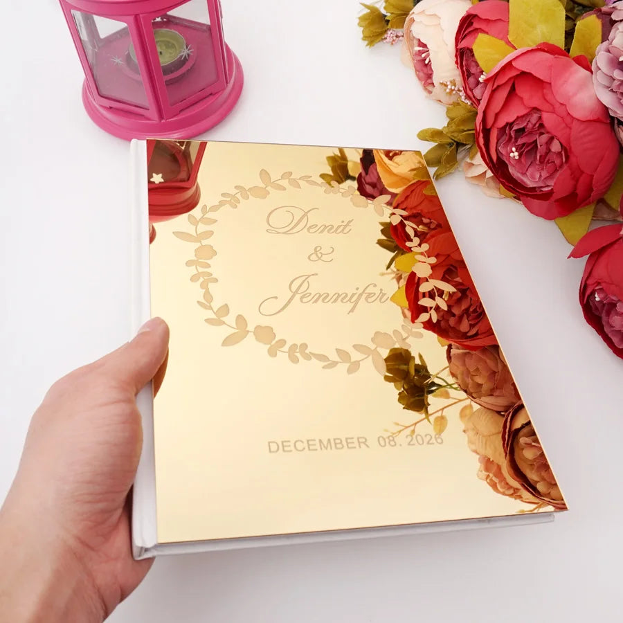 Livre d'Or de Mariage Personnalisé : Miroir Élégant Portrait