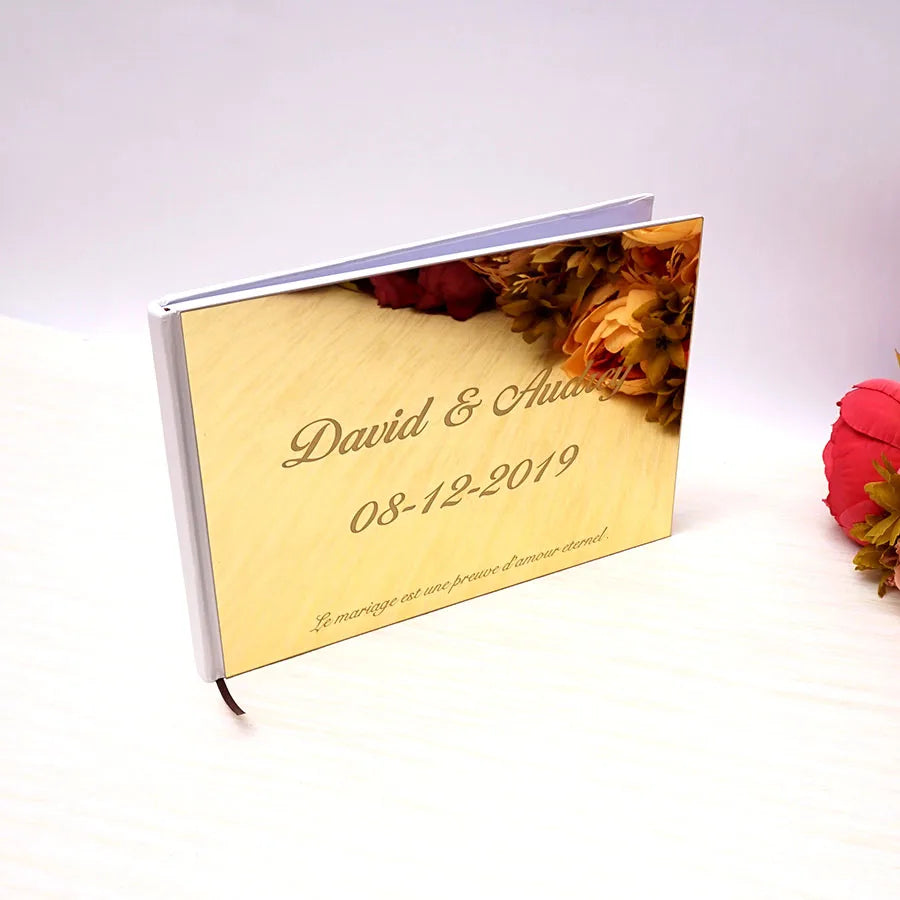 Livre d'Or de Mariage Personnalisé : Miroir Élégant Portrait