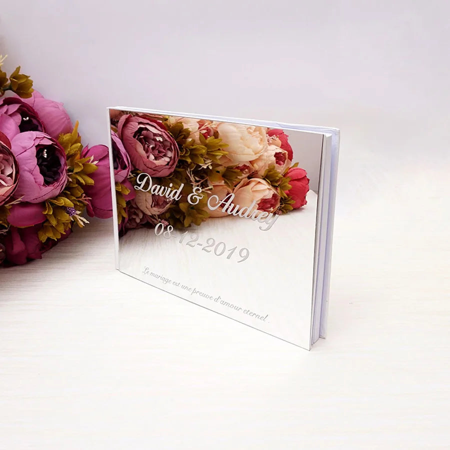 Livre d'Or de Mariage Personnalisé : Miroir Élégant Portrait