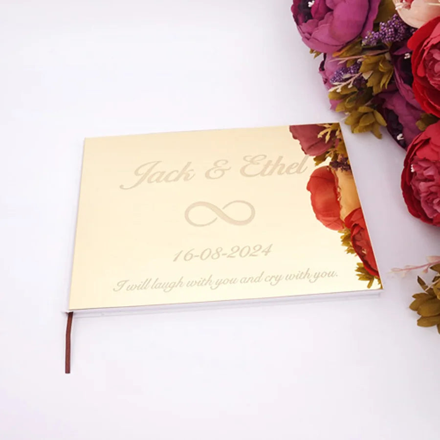 Livre d'Or de Mariage Personnalisé : Couverture Miroir Acrylique Horizontal