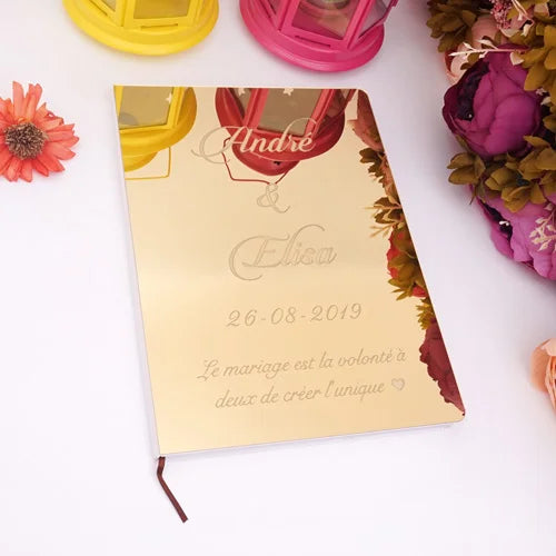 Livre d'Or de Mariage Personnalisé : Miroir Élégant Portrait
