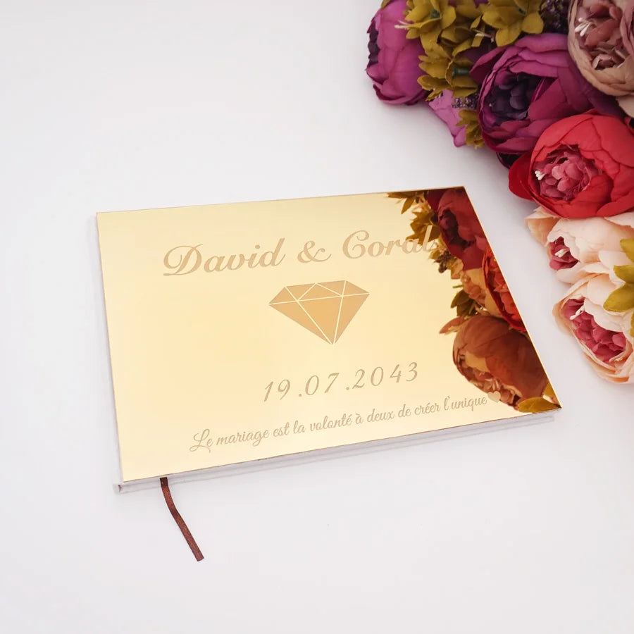 Livre d'Or de Mariage Personnalisé : Miroir Élégant Portrait