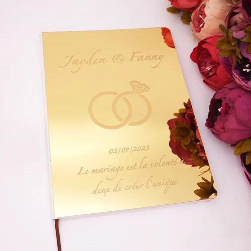 Livre d'Or de Mariage Personnalisé : Miroir Élégant Portrait