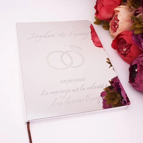 Livre d'Or de Mariage Personnalisé : Miroir Élégant Portrait