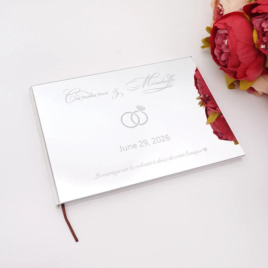 Livre d'Or de Mariage Personnalisé : Miroir Élégant Portrait