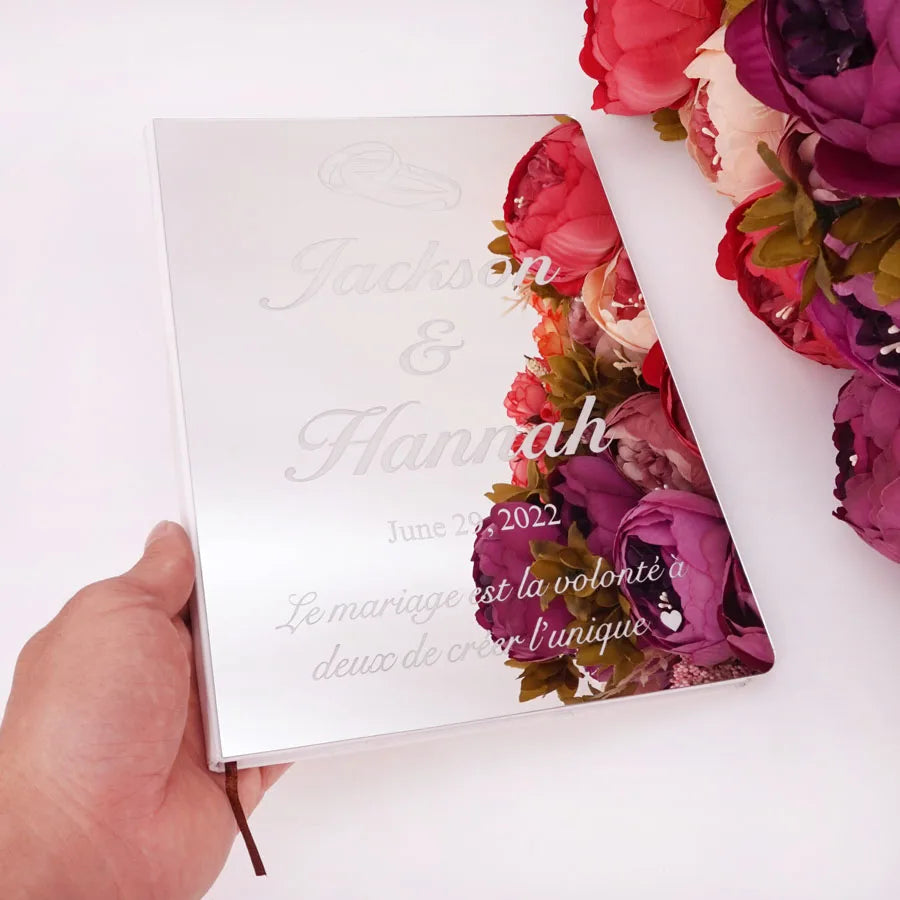 Livre d'Or de Mariage Personnalisé : Miroir Élégant Portrait