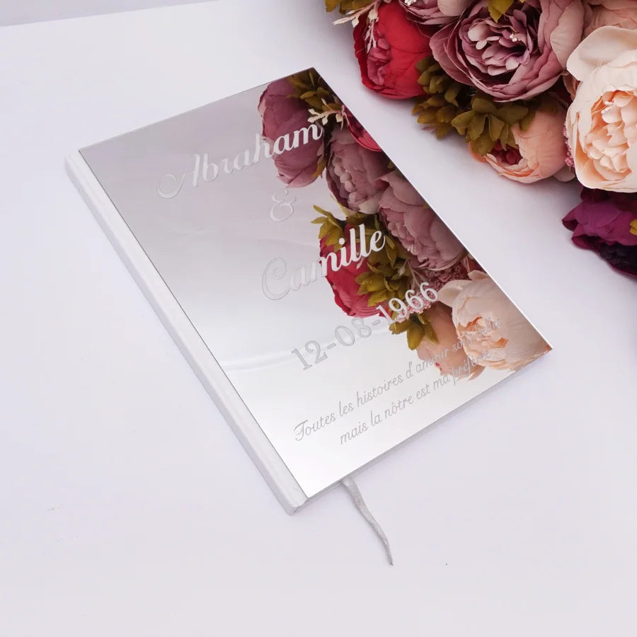 Livre d'Or de Mariage Personnalisé : Miroir Élégant Portrait