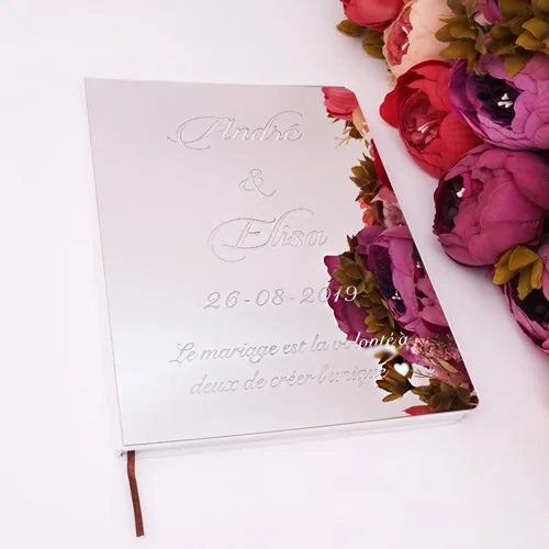 Livre d'Or de Mariage Personnalisé : Miroir Élégant Portrait