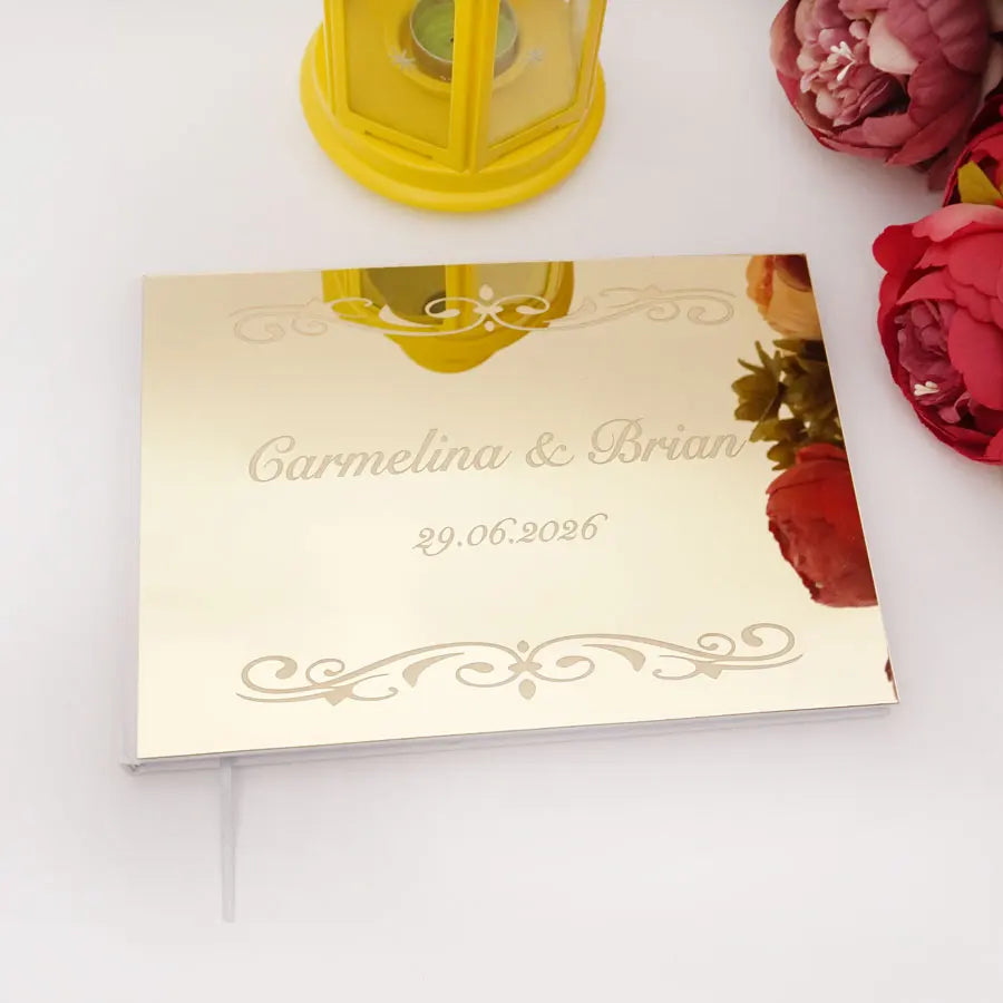 Livre d'Or de Mariage Personnalisé : Miroir Élégant Portrait