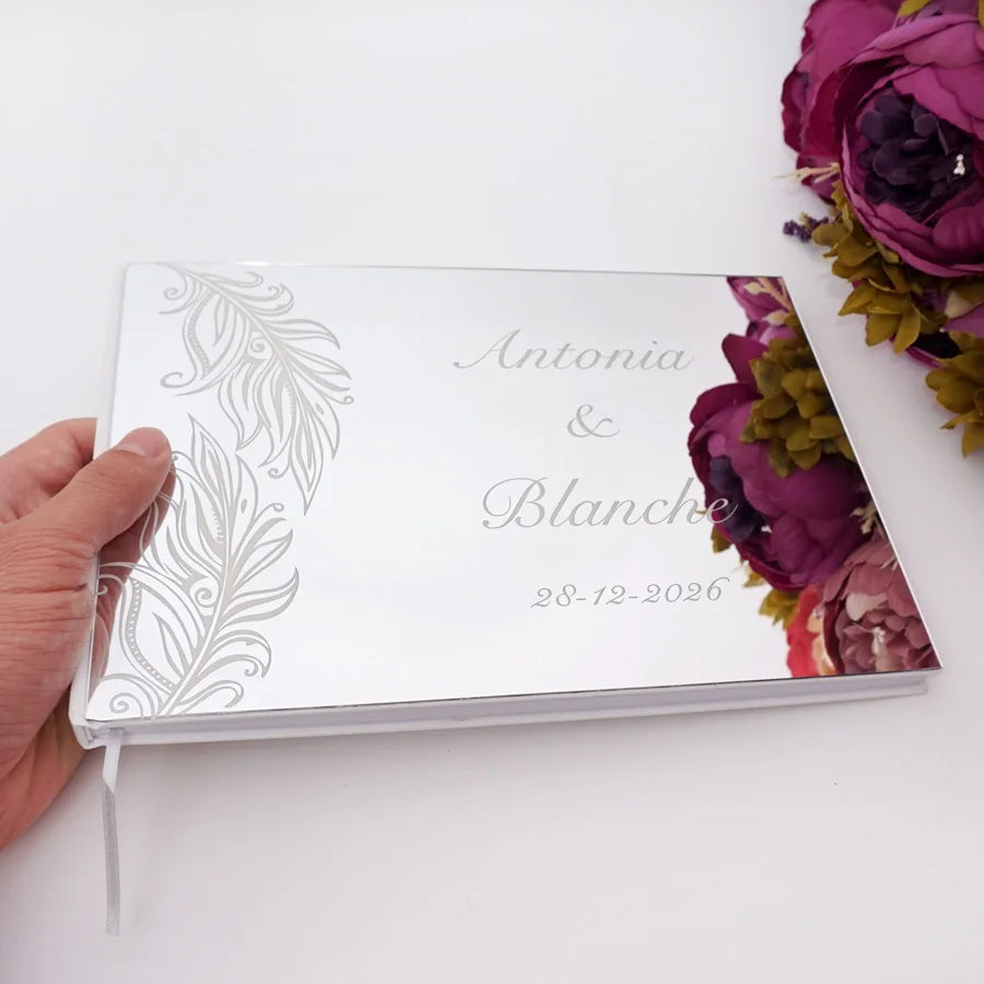Livre d'Or de Mariage Personnalisé : Miroir Élégant Portrait