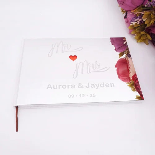 Livre d'Or de Mariage Personnalisé : Couverture Miroir Acrylique Horizontal