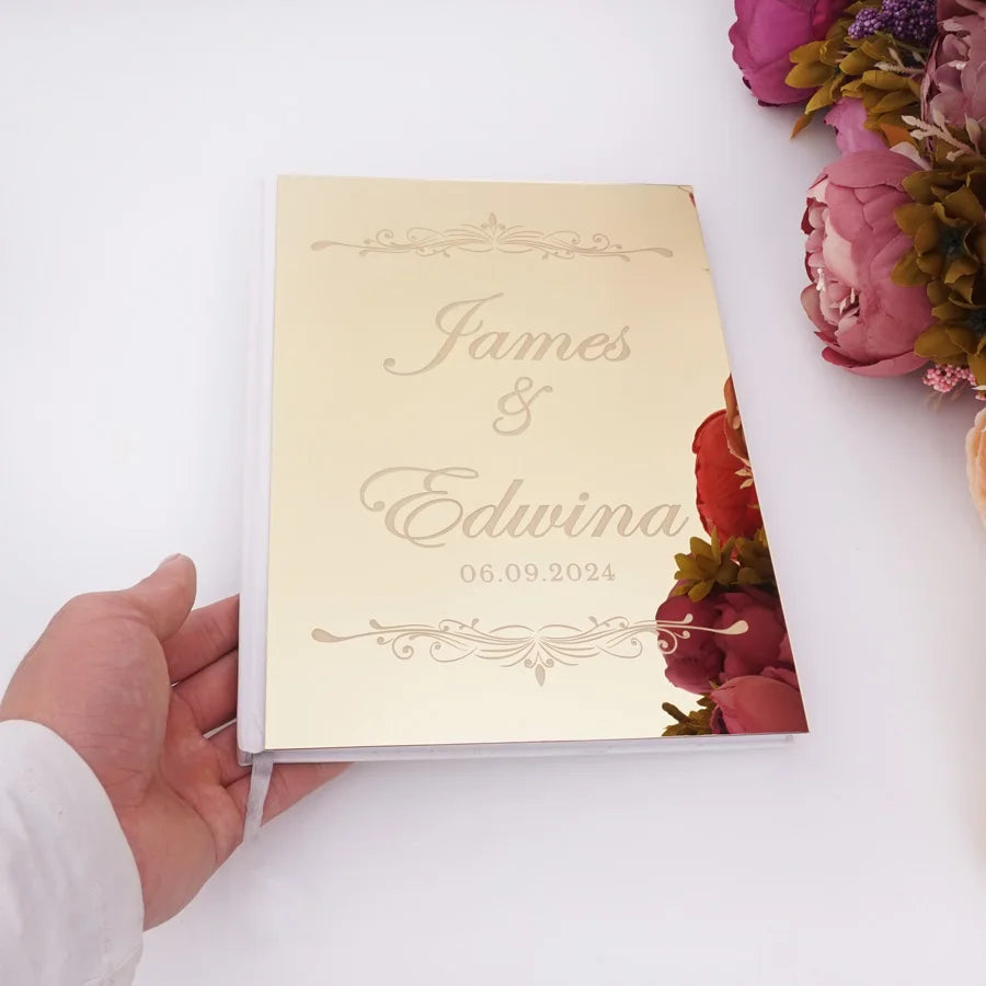 Livre d'Or de Mariage Personnalisé : Miroir Élégant Portrait