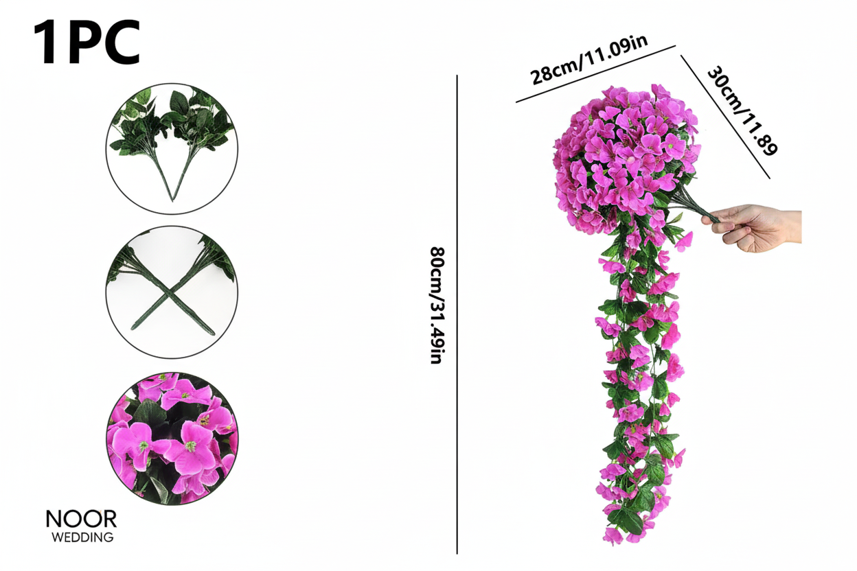 Dimensions guirlande roses en cm - NOOR WEDDING