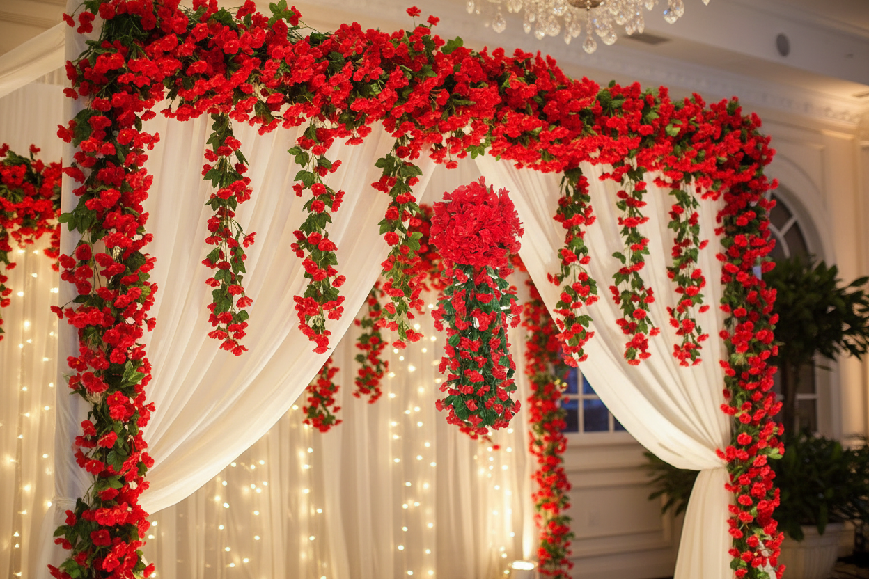 Guirlande rouge décoration mariage