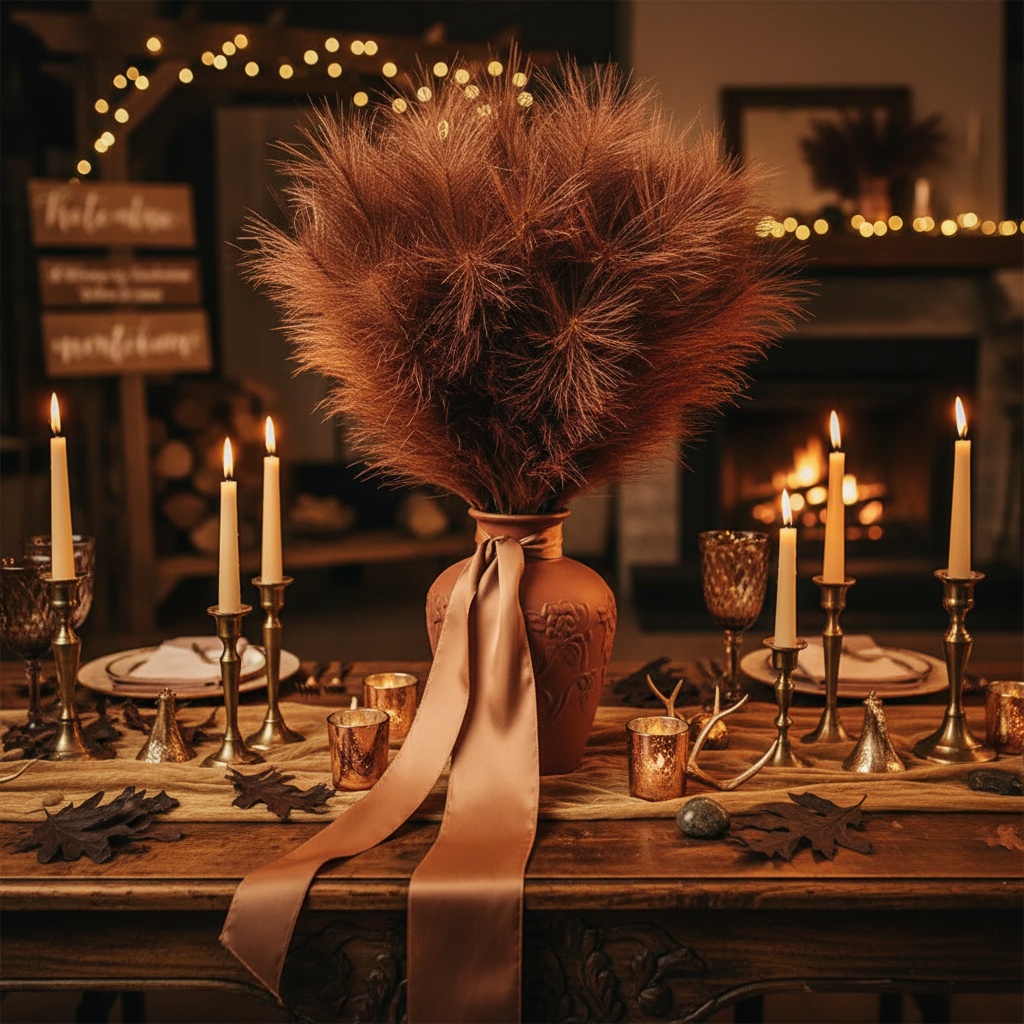 Pampas brun - Mariage automnal